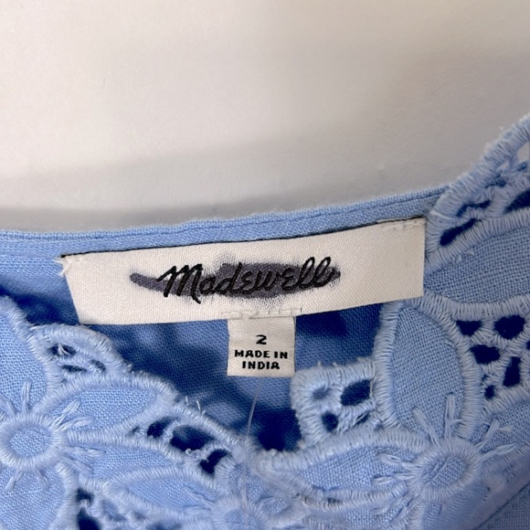 Madewell Sweetheart Midi Dress Linen Cotton Blend in Powder Blue Size 2 NWT - Picture 11 of 13